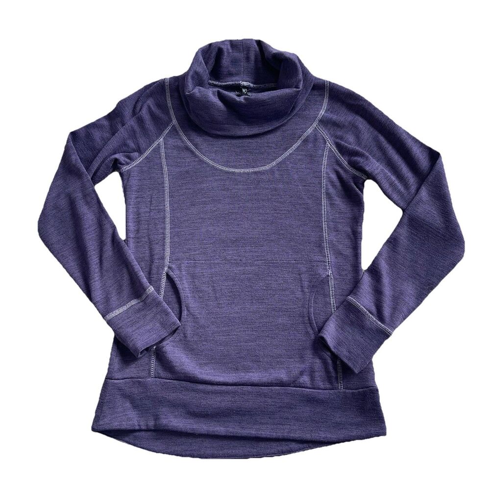 KÜHL Women’s Purple Cowl Neck Pullover XS Merino Blend Performance
